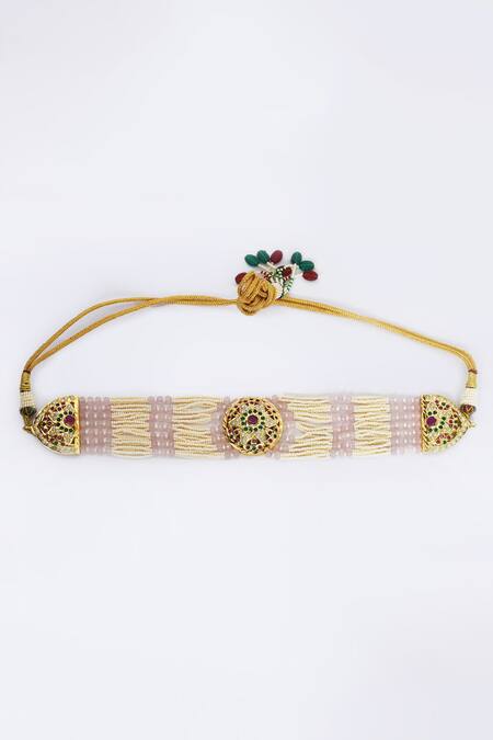 Buy_Moh-Maya By Disha Khatri_Multi Color Stones, Beads Embellished Pendant Choker Set _Online_at_Aza_Fashions