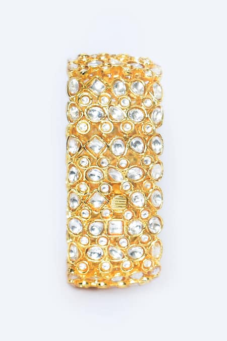 Buy_Moh-Maya By Disha Khatri_Gold Plated Crystals Kundan Embellished Bracelet _Online_at_Aza_Fashions