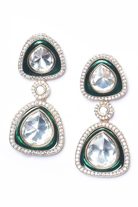Buy_Moh-Maya By Disha Khatri_Gold Plated Imitation Diamonds Meenakari Work Earrings _Online_at_Aza_Fashions