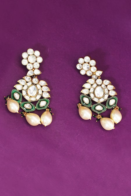 Moh-Maya By Disha Khatri Kundan & Pearl Embellished Earrings 