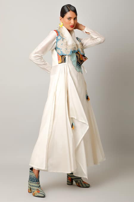 Buy Jajaabor Ivory Cotton, Silk Fringe, Cut Thread Embroidered Collar Angarkha And Pant Set Online at Aza Fashions Buy_Jajaabor_Ivory Cotton, Silk Fringe, Cut Thread Embroidered Collar Angarkha And Pant Set _Online_at_Aza_Fashions