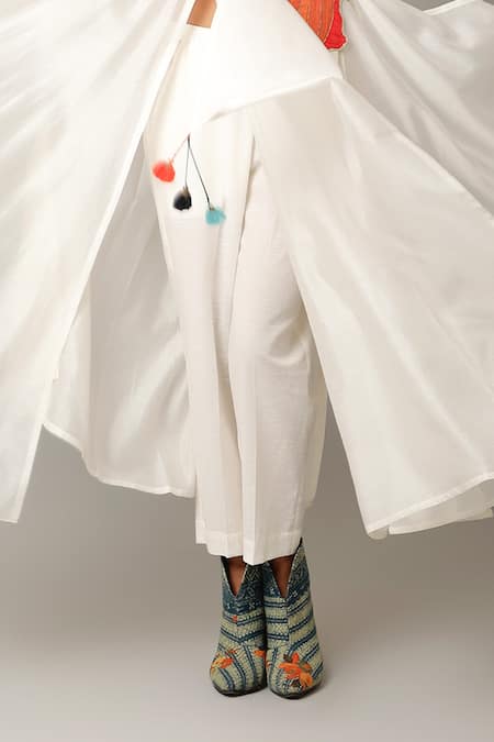 Jajaabor_Ivory Silk Chanderi Embroidered And Printed Applique Surplice Angarkha & Pant Set _at_Aza_Fashions