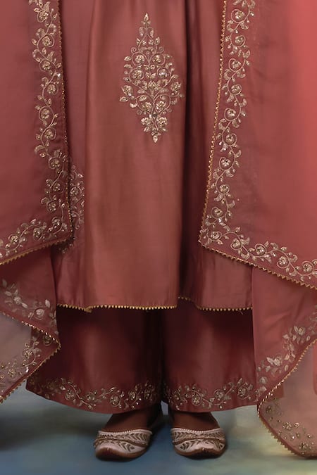 Sonia Khatri Pink Silk, Organza Sequins, Embroidery Round Neck Charm Suit Palazzo Set Online at Aza Fashions Sonia Khatri_Pink Silk, Organza Sequins, Embroidery Round Neck Charm Suit Palazzo Set _Online_at_Aza_Fashions