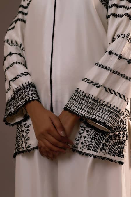 Buy_Sonia Khatri_White Silk, Cotton Sequins, Enchanting Umbra Flora Shirt With Palazzo _Online_at_Aza_Fashions