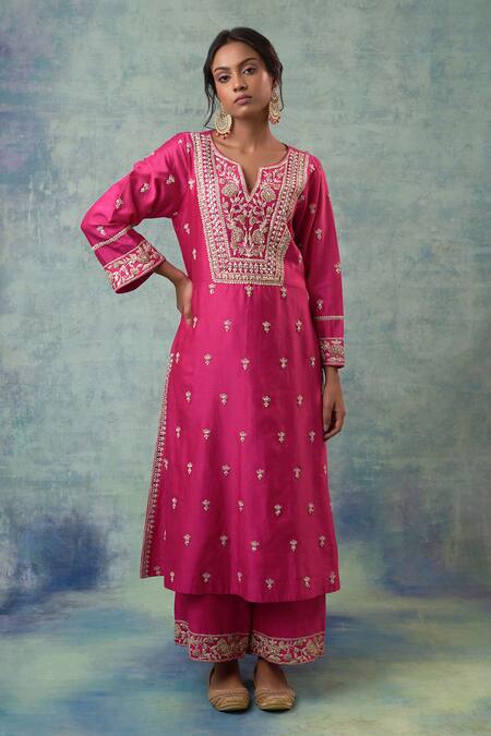 Sonia Khatri Pink Organza, Silk Sequins, Mirrors, Beads, Tulip Flora Kurta Palazzo Set Online at Aza Fashions Sonia Khatri_Pink Organza, Silk Sequins, Mirrors, Beads, Tulip Flora Kurta Palazzo Set _Online_at_Aza_Fashions
