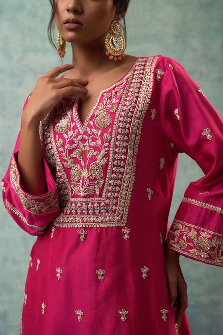 Sonia Khatri Pink Organza, Silk Sequins, Mirrors, Beads, Tulip Flora Kurta Palazzo Set at Aza Fashions Sonia Khatri_Pink Organza, Silk Sequins, Mirrors, Beads, Tulip Flora Kurta Palazzo Set _at_Aza_Fashions