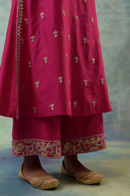 Buy Sonia Khatri Pink Organza, Silk Sequins, Mirrors, Beads, Tulip Flora Kurta Palazzo Set Buy_Sonia Khatri_Pink Organza, Silk Sequins, Mirrors, Beads, Tulip Flora Kurta Palazzo Set