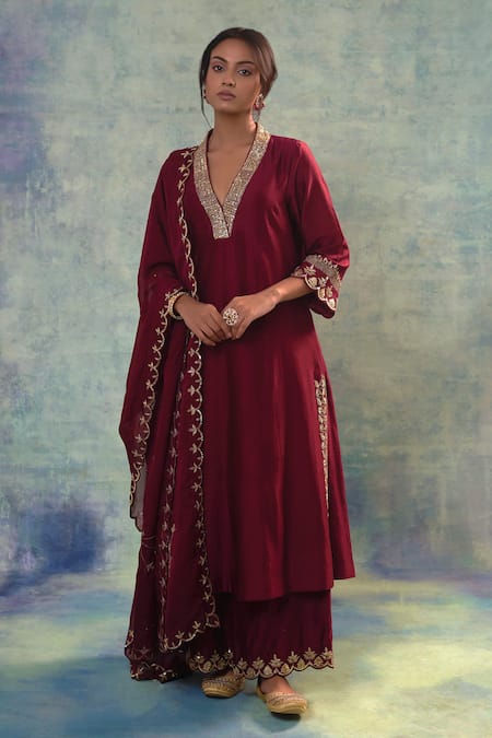 Sonia Khatri Dahlia Sequin Embroidered Anarkali Palazzo Set 