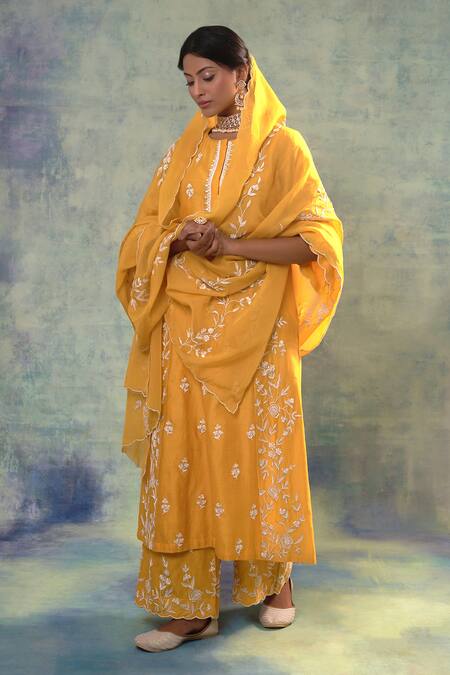 Sonia Khatri Yellow Organza, Silk Sequins, Beads, Pearls, Blossom Flora Anarkali Palazzo Set at Aza Fashions Sonia Khatri_Yellow Organza, Silk Sequins, Beads, Pearls, Blossom Flora Anarkali Palazzo Set _at_Aza_Fashions