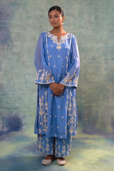 Sonia Khatri Rafflesia Flora Embroidered Kurta Palazzo Set 