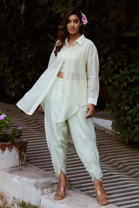 Charu Makkar Back Flora Embroidered Shirt Tulip Pant Set 