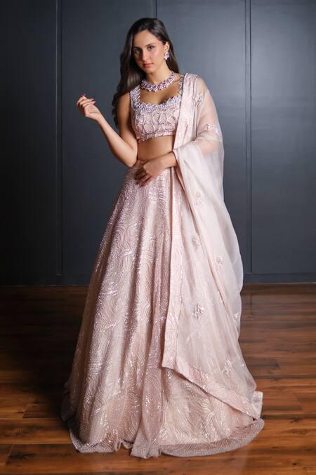 Buy Ohaila Khan Pink Organza, Tulle Sequins, Crystals Embroidered Blouse Bridal Lehenga Set Online at Aza Fashions Buy_Ohaila Khan_Pink Organza, Tulle Sequins, Crystals Embroidered Blouse Bridal Lehenga Set _Online_at_Aza_Fashions
