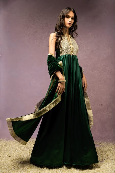 Ohaila Khan Forest Embroidered Anarkali With Dupatta 