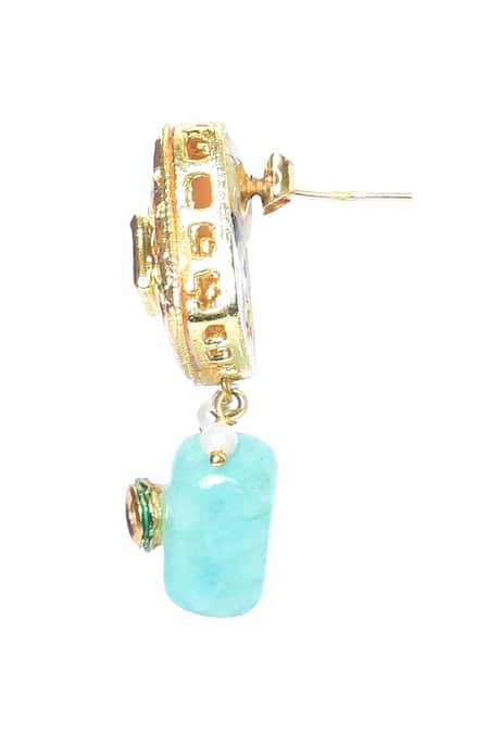 Buy_Just Shradhas_Gold Plated Pearls, Beads, Diamonds Kundan Studded Drop Earrings _Online_at_Aza_Fashions
