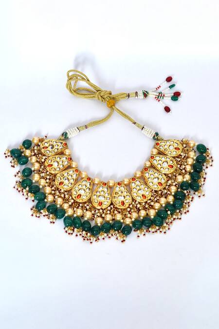Buy_Just Shradhas_Multi Color Drop Kundan Studded Choker_Online_at_Aza_Fashions