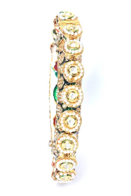 Buy_Just Shradhas_Multi Color Pearls, Metallic Thread Meenakari Studded Bangle- Single Pc_Online_at_Aza_Fashions