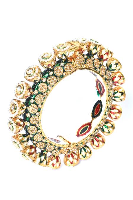 Shop_Just Shradhas_Multi Color Pearls, Metallic Thread Meenakari Studded Bangle- Single Pc_Online_at_Aza_Fashions