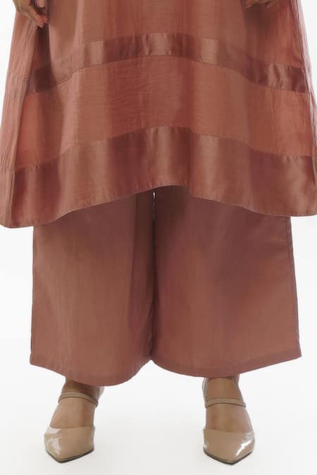Buy Khat Pink Handloom Cotton, Chanderi Silk, Handwoven Stripe Pattern Tunic Pant Set Online at Aza Fashions Buy_Khat_Pink Handloom Cotton, Chanderi Silk, Handwoven Stripe Pattern Tunic Pant Set _Online_at_Aza_Fashions