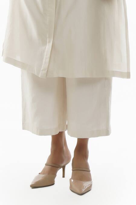 Khat Blue Chanderi Cotton, Silk Bandeau Neck Color Block Shirt Dress And Pant Set Online at Aza Fashions Khat_Blue Chanderi Cotton, Silk Bandeau Neck Color Block Shirt Dress And Pant Set _Online_at_Aza_Fashions