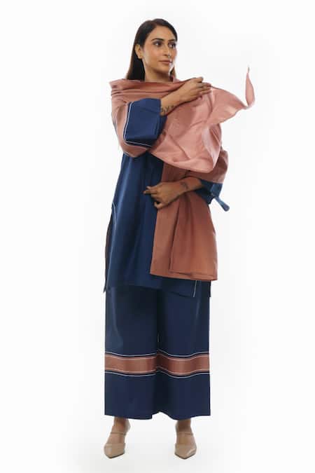 KHAT Handwoven Striped Tunic Pant Set 