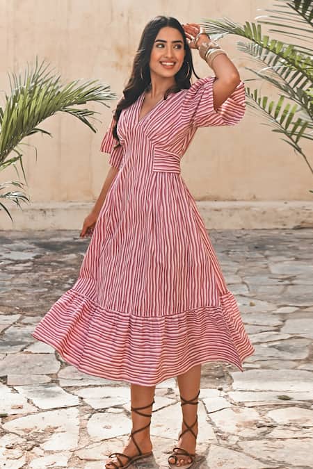 Gulaal Stripe Print Midi Dress 