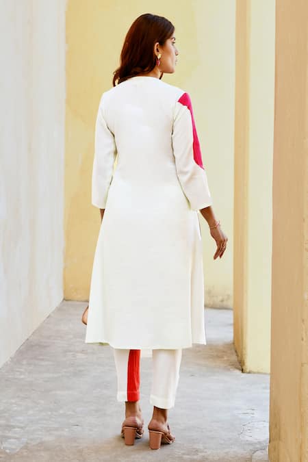 Women Solid White Cotton Kurti Pants - Tall