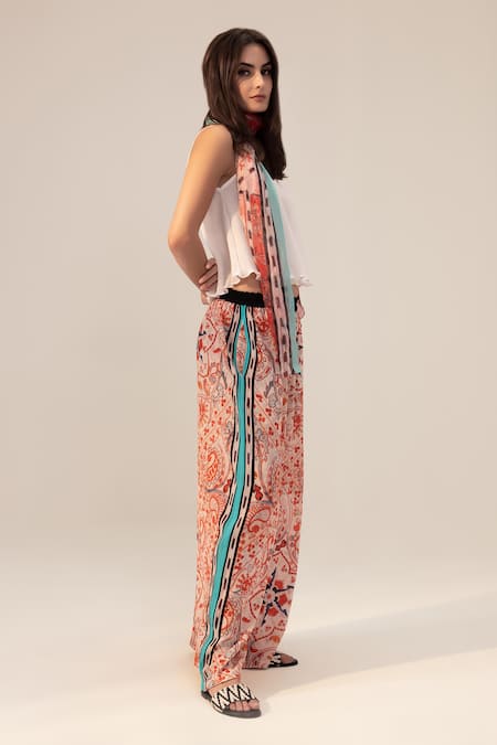 Buy Reena Sharma Pink Cotton Embroidery Samara Paisley Print Pant Online at Aza Fashions Buy_Reena Sharma_Pink Cotton Embroidery Samara Paisley Print Pant _Online_at_Aza_Fashions