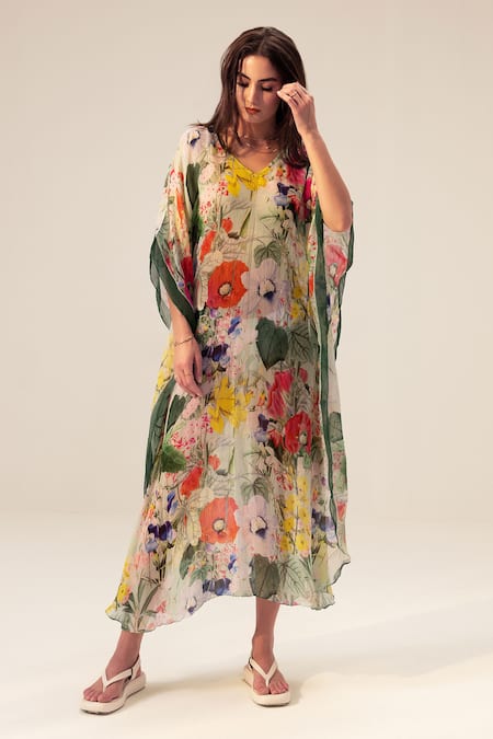 REENA SHARMA Eden Botanical Print Kaftan 