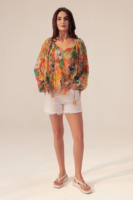 REENA SHARMA Eden Botanical Print Top 