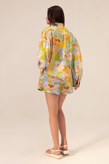 Reena Sharma Iris Botanical Print Shirt & Shorts Set 