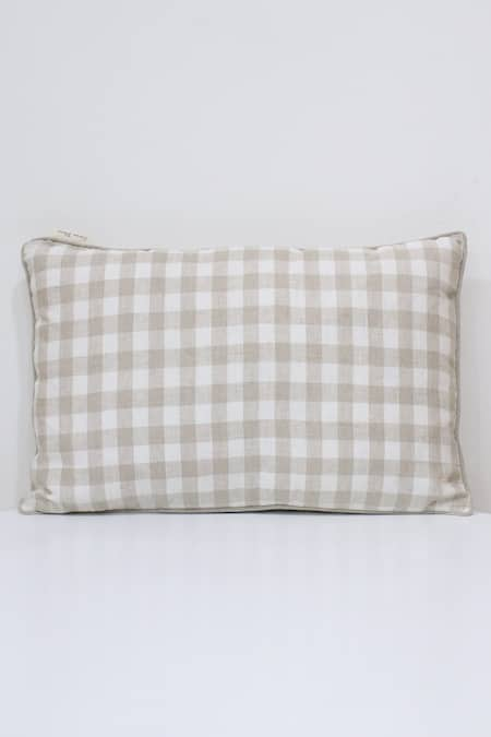 Linen Bloom Linen Checkered Pattern Cushion 