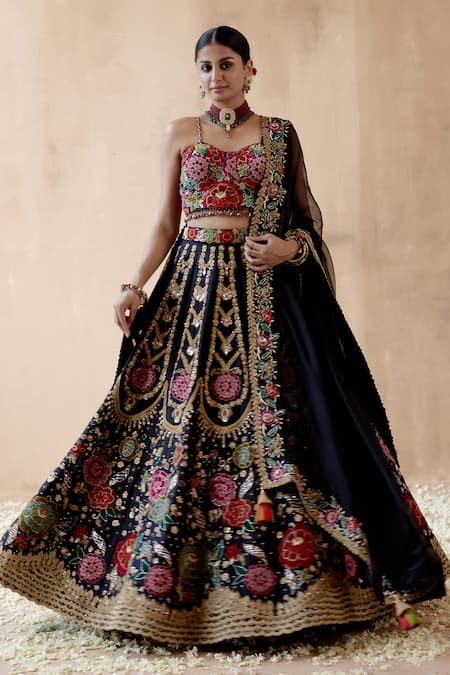 Aman Takyar Foliage Thread Embroidered Bridal Lehenga Set 