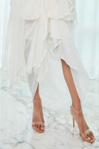 Lalita Dagliya_White Silk Organza Embroidered Floral Asymmetric One Shoulder Top And Skirt Set_Online_at_Aza_Fashions