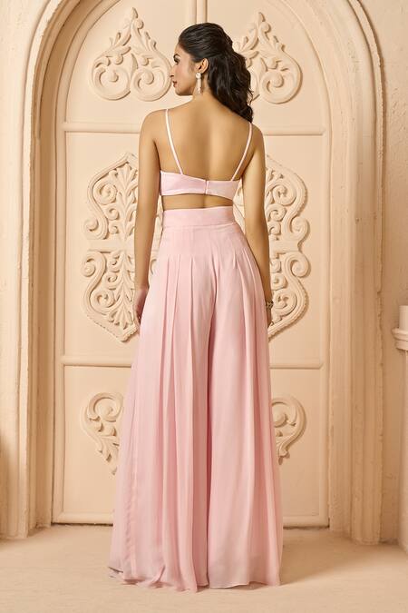 Buy Aariyana Couture Pink Satin, Lycra, Viscose, Tulle Embroidery Floral Jacket With Flared Pant Set Online at Aza Fashions Buy_Aariyana Couture_Pink Satin, Lycra, Viscose, Tulle Embroidery Floral Jacket With Flared Pant Set_Online_at_Aza_Fashions