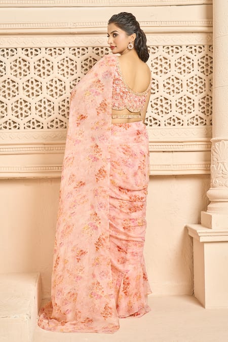 Ariyana By Aza Floral Print Pre-Stitched Saree With Blouse 