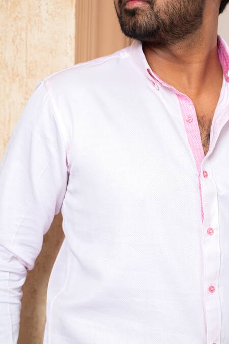 Buy Tarini Vij Pink Gingham Self Textured Shirt Online at Aza Fashions Buy_Tarini Vij_Pink Gingham Self Textured Shirt_Online_at_Aza_Fashions