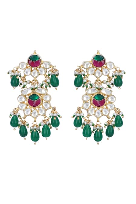 Buy_Auraa Trends_Red Stones, Beads, Zari Kundan Embellished Pendant Choker Set 