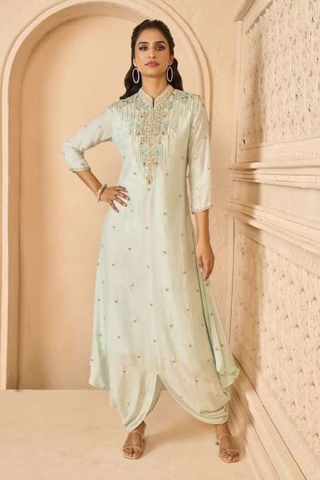 Aariyana Couture Cotton Silk Hand Embroidered Draped Tunic 