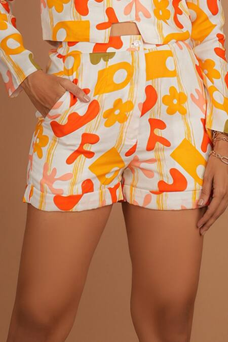 Buy_Nassh_Multi Color Lycra Collared Macrae Print Jacket And Shorts Set_Online_at_Aza_Fashions