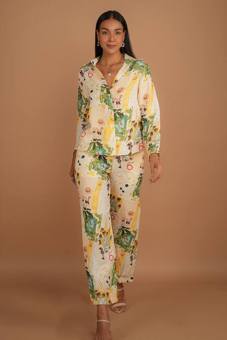 Nassh Linen Printed Shirt & Pant Set 