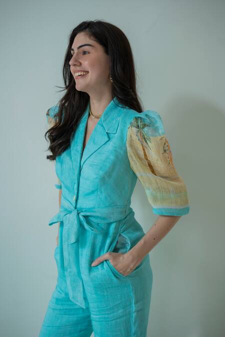 Shop_Nassh_Multi Color Linen Collared Beach Print Jumpsuit_Online_at_Aza_Fashions