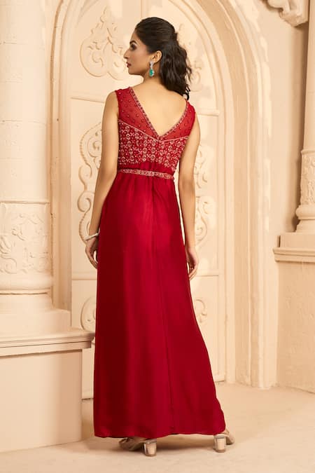 Ariyana By Aza Floral Geometric Hand Embroidered Saree Gown 