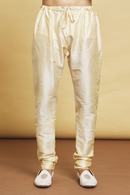 Arihant Rai Sinha_Blue Silk Embroidery Lotus Kurta Set _at_Aza_Fashions