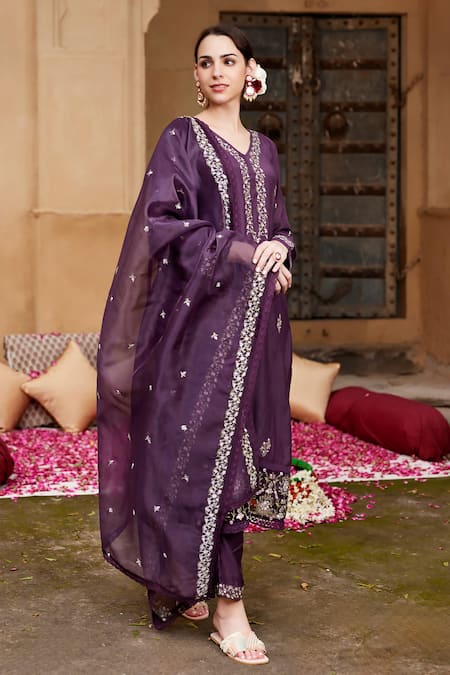 Seher Jaipur Hina Embroidered Kurta Pant Set 