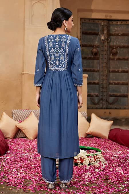 Seher Jaipur Saba Embroidered Kurta Pant Set 