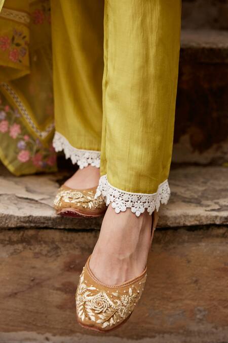 Buy Seher Jaipur Yellow Muslin, Organza, Cotton Embroidery, Lace V-neck Mariya Kurta Pant Set Online at Aza Fashions Buy_Seher Jaipur_Yellow Muslin, Organza, Cotton Embroidery, Lace V-neck Mariya Kurta Pant Set_Online_at_Aza_Fashions