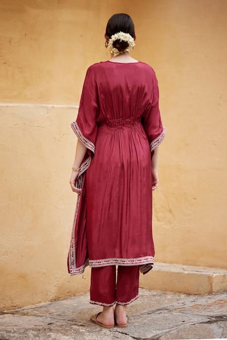 Seher Jaipur Noori Border Embroidered Kaftan & Pant Set 