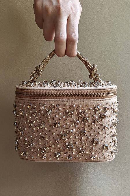 Plode Gold Stones Studded Vanity Bag Online at Aza Fashions Plode_Gold Stones Studded Vanity Bag _Online_at_Aza_Fashions