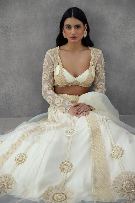 Mukta Sabharwal Buttercup Flora Jaal Embroidered Bridal Lehenga Set 