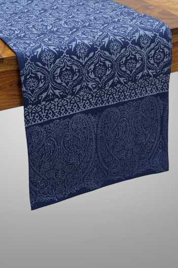 Design Gaatha_Blue 100% Cotton Vintage Hand Block Print Table Runner And Placemat Set_Online_at_Aza_Fashions